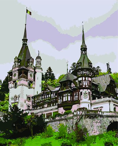 Castelul Peles din Romania la timp de vara